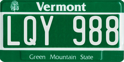 VT license plate LQY988