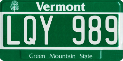 VT license plate LQY989