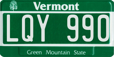 VT license plate LQY990
