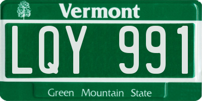 VT license plate LQY991