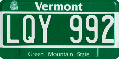 VT license plate LQY992