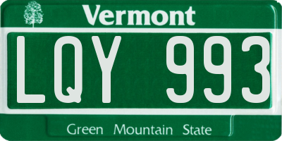 VT license plate LQY993