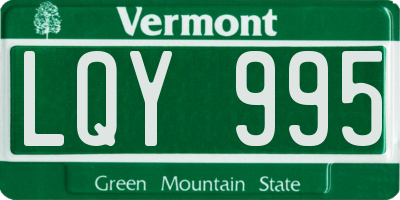 VT license plate LQY995