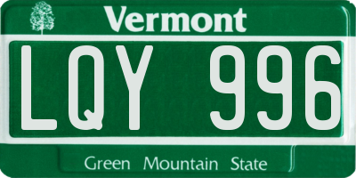 VT license plate LQY996