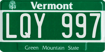 VT license plate LQY997