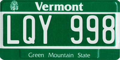 VT license plate LQY998