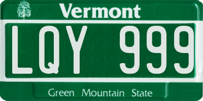 VT license plate LQY999