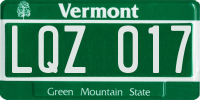 VT license plate LQZ017