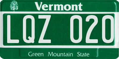 VT license plate LQZ020