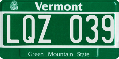 VT license plate LQZ039