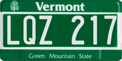 VT license plate LQZ217