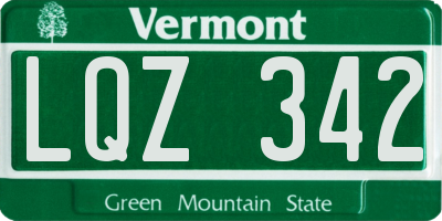 VT license plate LQZ342