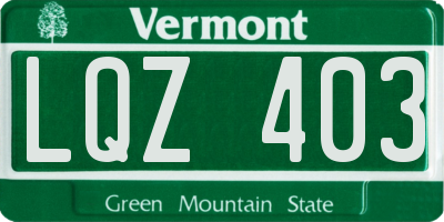 VT license plate LQZ403
