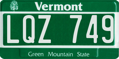 VT license plate LQZ749
