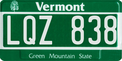 VT license plate LQZ838