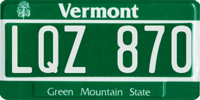VT license plate LQZ870