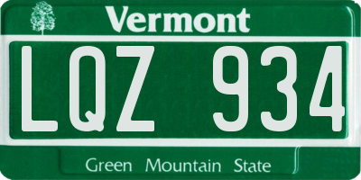 VT license plate LQZ934