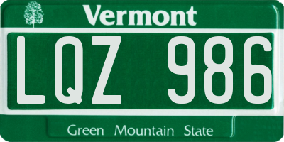 VT license plate LQZ986