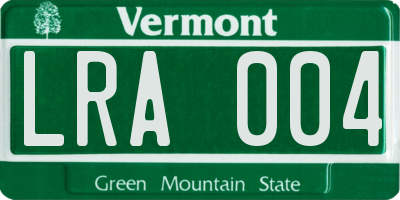 VT license plate LRA004