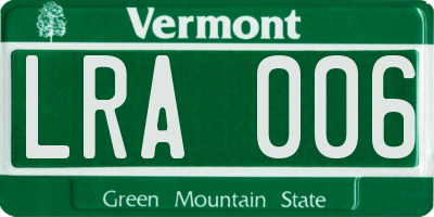 VT license plate LRA006