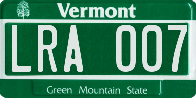 VT license plate LRA007