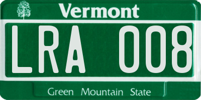 VT license plate LRA008