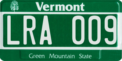 VT license plate LRA009