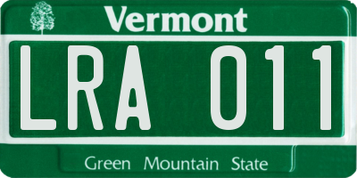 VT license plate LRA011