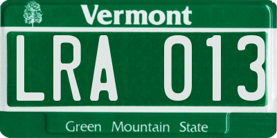 VT license plate LRA013