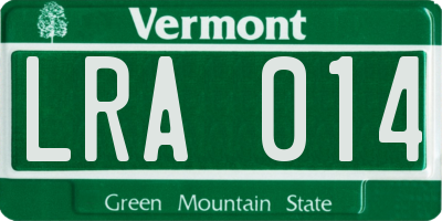VT license plate LRA014