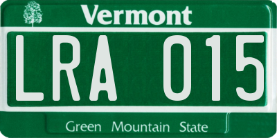 VT license plate LRA015
