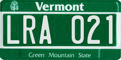 VT license plate LRA021