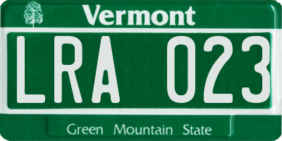 VT license plate LRA023