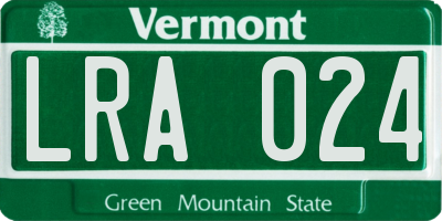 VT license plate LRA024