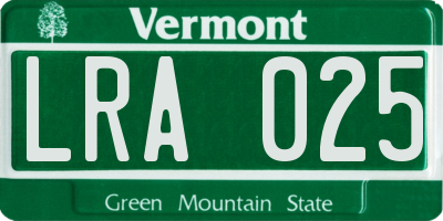 VT license plate LRA025