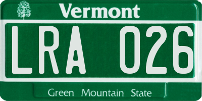 VT license plate LRA026