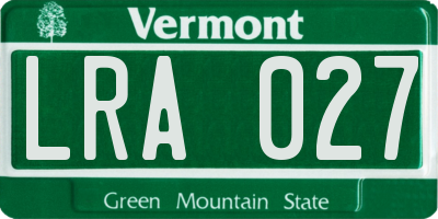 VT license plate LRA027