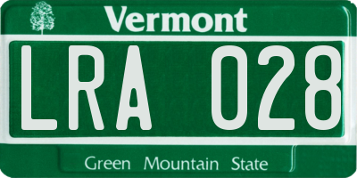 VT license plate LRA028