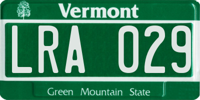 VT license plate LRA029
