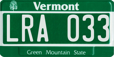 VT license plate LRA033