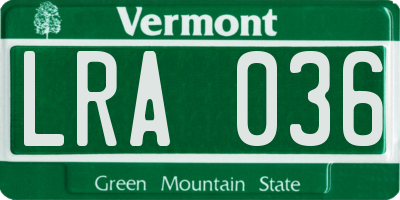 VT license plate LRA036