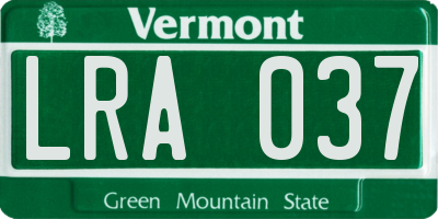 VT license plate LRA037