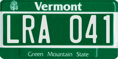 VT license plate LRA041