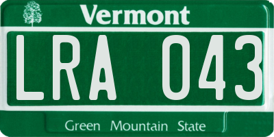 VT license plate LRA043