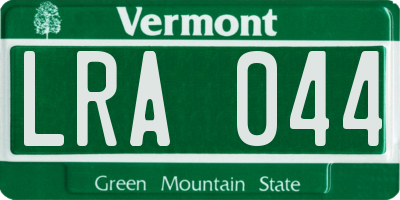 VT license plate LRA044