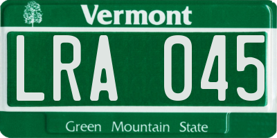 VT license plate LRA045