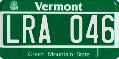 VT license plate LRA046
