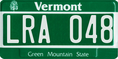 VT license plate LRA048