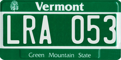 VT license plate LRA053