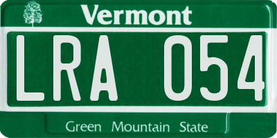 VT license plate LRA054